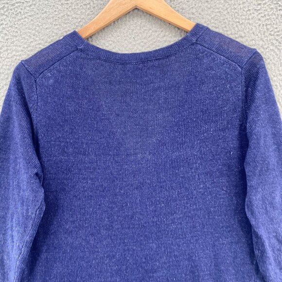 Talbots Sweater Womens Medium Blue Cardigan Button Up V Neck Knit 3/4 Sleeves - Picture 4 of 9